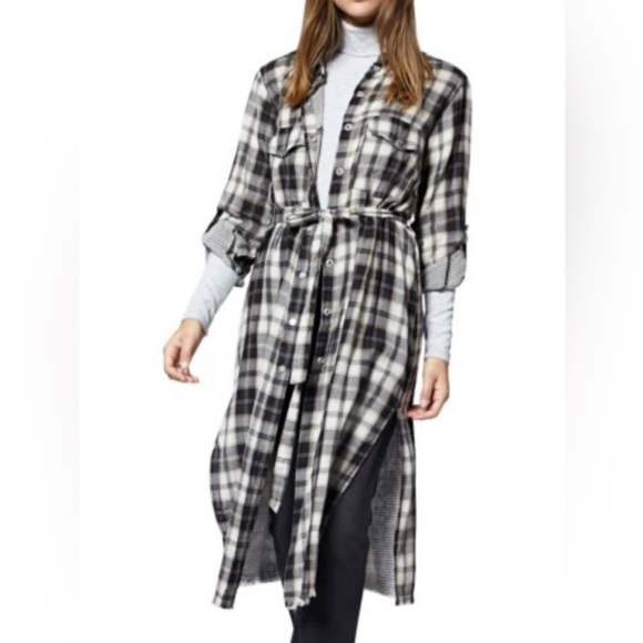 💖💖 SANCTUARY Flannel Snap-Front Long Sleeve Shirt Duster Size L - Picture 10 of 10